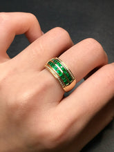 Load image into Gallery viewer, LUOWEND 18K Yellow Gold Natural Emerald Ring for Women
