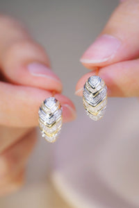 LUOWEND 18K White and Yellow Gold Real Natural Diamond Stud Earrings for Women