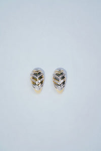 LUOWEND 18K White and Yellow Gold Real Natural Diamond Stud Earrings for Women