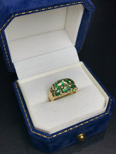 Load image into Gallery viewer, LUOWEND 18K Yellow Gold Natural Emerald Ring for Women
