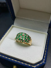 Load image into Gallery viewer, LUOWEND 18K Yellow Gold Natural Emerald Ring for Women
