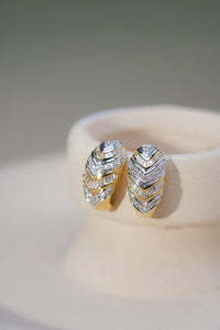 LUOWEND 18K White and Yellow Gold Real Natural Diamond Stud Earrings for Women