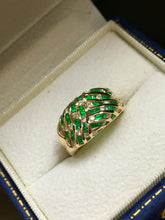 Load image into Gallery viewer, LUOWEND 18K Yellow Gold Natural Emerald Ring for Women

