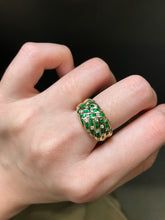 Load image into Gallery viewer, LUOWEND 18K Yellow Gold Natural Emerald Ring for Women
