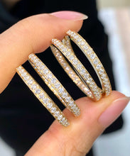 Load image into Gallery viewer, LUOWEND 18K Yellow Gold Fine Jewelry Real Natural Diamond Hoop Earrings for Women
