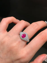 Load image into Gallery viewer, LUOWEND 18K White Gold Natural Ruby Ring for Women
