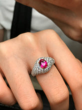 Load image into Gallery viewer, LUOWEND 18K White Gold Natural Ruby Ring for Women
