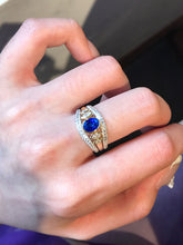Load image into Gallery viewer, LUOWEND 18K White Gold Natural Sapphire Ring for Women
