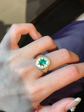 Load image into Gallery viewer, LUOWEND 18K Yellow Gold Natural Emerald Ring for Women
