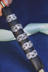 LUOWEND 18K White Gold Real Natural Diamond Ring for Women