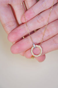 LUOWEND 18K White and Yellow Gold Real Natural Diamond Pendant Necklace for Women