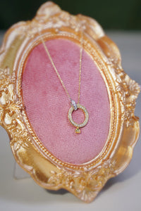 LUOWEND 18K White and Yellow Gold Real Natural Diamond Pendant Necklace for Women