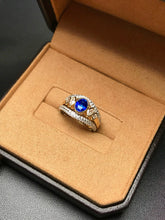 Load image into Gallery viewer, LUOWEND 18K White Gold Natural Sapphire Ring for Women
