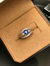 Load image into Gallery viewer, LUOWEND 18K White Gold Natural Sapphire Ring for Women
