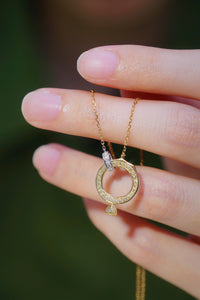 LUOWEND 18K White and Yellow Gold Real Natural Diamond Pendant Necklace for Women