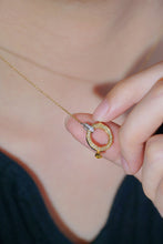 Load image into Gallery viewer, LUOWEND 18K White and Yellow Gold Real Natural Diamond Pendant Necklace for Women
