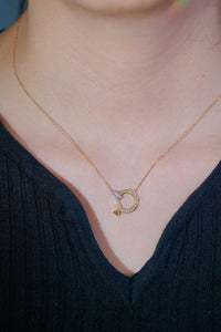 LUOWEND 18K White and Yellow Gold Real Natural Diamond Pendant Necklace for Women