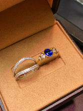 Load image into Gallery viewer, LUOWEND 18K White Gold Natural Sapphire Ring for Women
