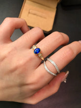 Load image into Gallery viewer, LUOWEND 18K White Gold Natural Sapphire Ring for Women
