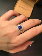 Load image into Gallery viewer, LUOWEND 18K White Gold Natural Sapphire Ring for Women
