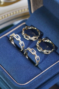 LUOWEND 18K Yellow Gold Real Natural Diamond Ring for Women