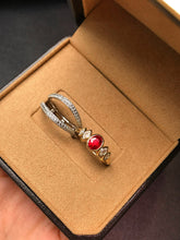 Load image into Gallery viewer, LUOWEND 18K White+Yellow Gold Natural Ruby Ring for Women
