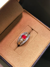 Load image into Gallery viewer, LUOWEND 18K White+Yellow Gold Natural Ruby Ring for Women
