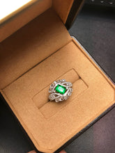 Load image into Gallery viewer, LUOWEND 18K White Gold Natural Emerald Ring for Women
