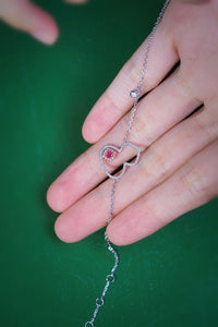 LUOWEND 18K White Gold Real Natural Pink Diamond Bracelet for Women