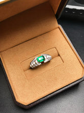 Load image into Gallery viewer, LUOWEND 18K White Gold Natural Emerald Ring for Women
