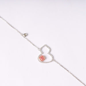 LUOWEND 18K White Gold Real Natural Pink Diamond Bracelet for Women