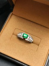 Load image into Gallery viewer, LUOWEND 18K White Gold Natural Emerald Ring for Women
