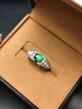Load image into Gallery viewer, LUOWEND 18K White Gold Natural Emerald Ring for Women
