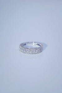 LUOWEND 18K White Gold Real Natural Diamond Ring for Women