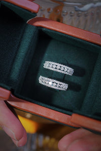 LUOWEND 18K White Gold Real Natural Diamond Ring for Women