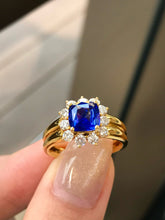 Load image into Gallery viewer, LUOWEND 18K Yellow Gold Natural Sapphire Ring for Women
