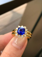 Load image into Gallery viewer, LUOWEND 18K Yellow Gold Natural Sapphire Ring for Women
