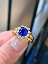 Load image into Gallery viewer, LUOWEND 18K Yellow Gold Natural Sapphire Ring for Women
