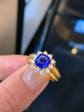 Load image into Gallery viewer, LUOWEND 18K Yellow Gold Natural Sapphire Ring for Women
