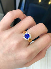 Load image into Gallery viewer, LUOWEND 18K Yellow Gold Natural Sapphire Ring for Women

