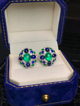 Load image into Gallery viewer, LUOWEND 18K White Gold Natural Emerald Earrings for Women
