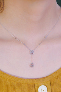 LUOWEND 18K White Gold Real Natural Diamond Pendant Necklace for Women