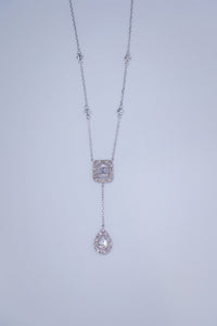 LUOWEND 18K White Gold Real Natural Diamond Pendant Necklace for Women