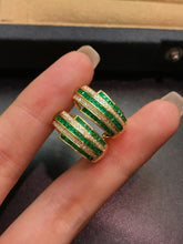 Load image into Gallery viewer, LUOWEND 18K Yellow Gold Ntural Emerald Earrings for Women
