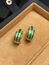 Load image into Gallery viewer, LUOWEND 18K Yellow Gold Ntural Emerald Earrings for Women
