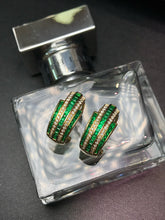 Load image into Gallery viewer, LUOWEND 18K Yellow Gold Ntural Emerald Earrings for Women
