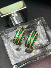 Load image into Gallery viewer, LUOWEND 18K Yellow Gold Ntural Emerald Earrings for Women
