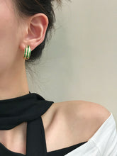 Load image into Gallery viewer, LUOWEND 18K Yellow Gold Ntural Emerald Earrings for Women
