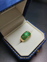 Load image into Gallery viewer, LUOWEND 18K Yellow Gold Natural Emerald Ring for Women
