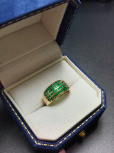 Load image into Gallery viewer, LUOWEND 18K Yellow Gold Natural Emerald Ring for Women
